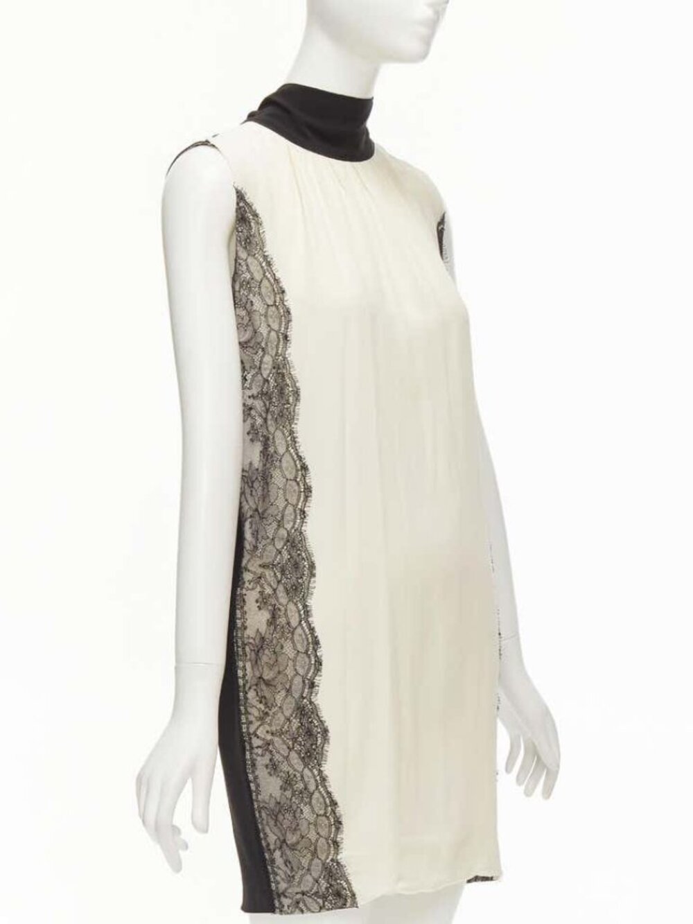 Dolce & Gabbana 100% Silk Lace Panel Shift Dress IT 42